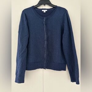 Charter Club Navy Blue Cardigan Sweater Women Classic Buttonless Work Casual